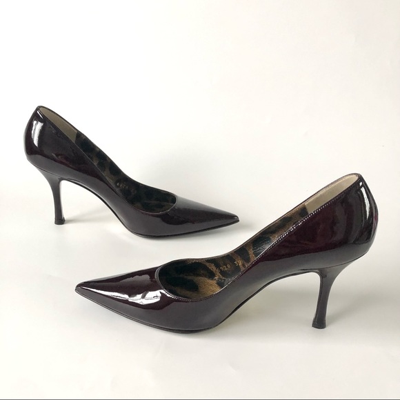 Dolce & Gabbana Burgundy Patent Pointed Toe Stiletto Heel Pumps Size 39/9 - Picture 3 of 11